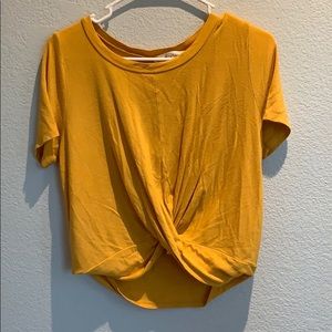Mustard Cross Cropped Tee